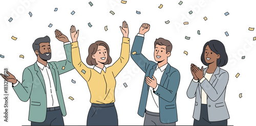 Joyful Celebration Moment for Diverse Team