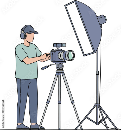 Professional photography setup with softbox light
