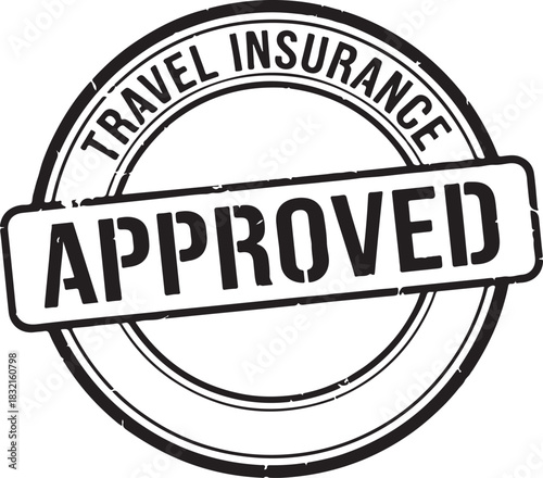 Travel Insurance Approved Stamp Grunge Style Isolated On White vector illustration
