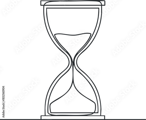 An outline illustration of an hourglass in minimalist vector style, ideal for time management and scheduling themes