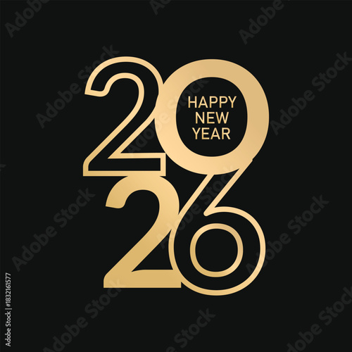 Luxurious golden 2026 vector design with elegant metallic textures and festive premium celebration style