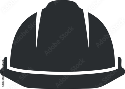 A black safety helmet in minimalist vector style, perfect for construction industry graphics and safety awareness materials