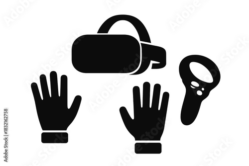 Virtual reality headset, motion controller, and tracking gloves for immersive gaming and metaverse interaction technology