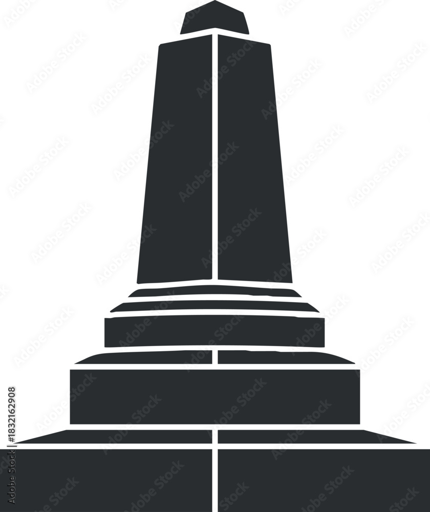 Obraz premium A minimalist outline of a monument or obelisk in black vector style, suitable for travel and tourism designs