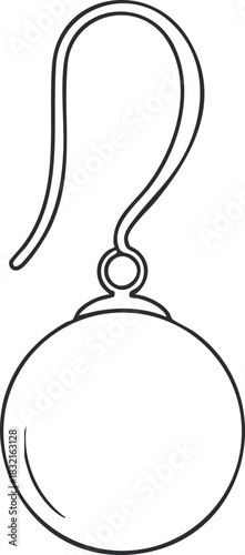 A round pendant earring in minimalist line art vector style, ideal for fashion accessory design and branding