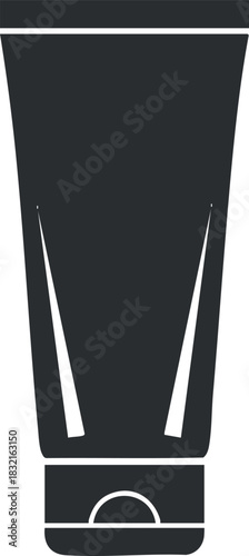 A tube of cosmetic cream or lotion in flat minimalist black and white vector style, ideal for skincare branding and packaging