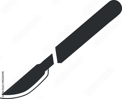 A sleek kitchen knife with a sharp blade and ergonomic handle in black vector style, ideal for culinary designs