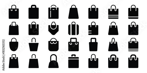 Black and white silhouette various design beg icons set.