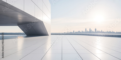 Modern architecture urban landscape with geometric structure and city skyline