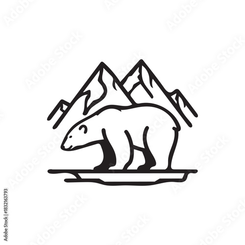 Creative glacier melt line art icon vector art illustration