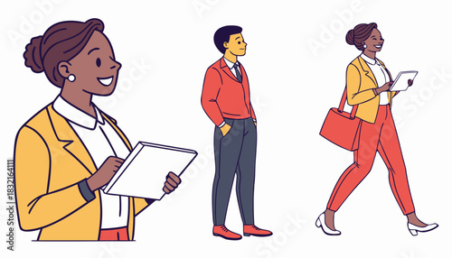 Business people set. Happy office workers, employees, entrepreneurs, managers, executives, CEO characters. Flat vector illustration isolated on white background.