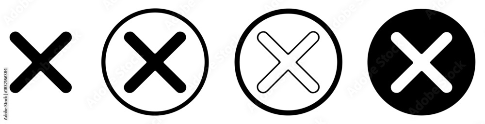 Obraz premium circle cross mark icon set