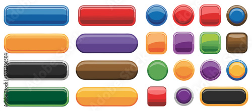 colorful buttons set vector icons