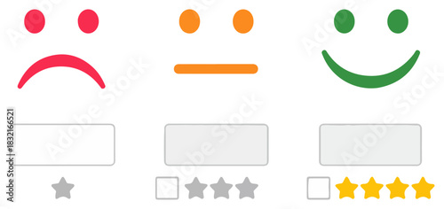 happy smile rating feedback emoticon set