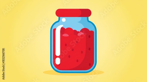 Simple Looping Animation of a Cartoon Jar of Red Berry Jam.