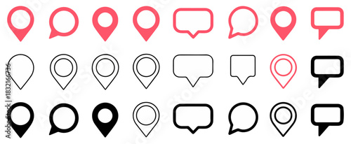 gps map marker location icons set