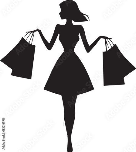 Chic shopper girl silhouette