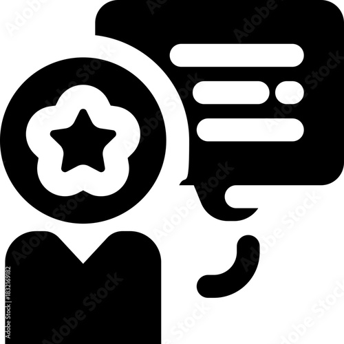 testimonial glyph icon. Strong and solid vector icon for websites, mobile interfaces, presentations, and visual branding. High quality and easy to edit.