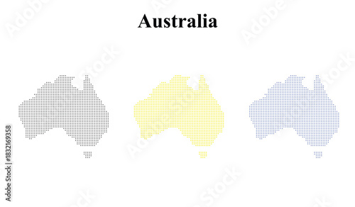 Australia map with dots yellow gray and black color