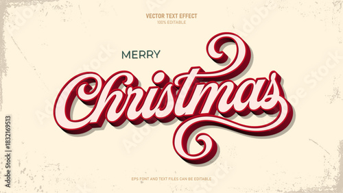 Merry christmas 3d vintage text effect