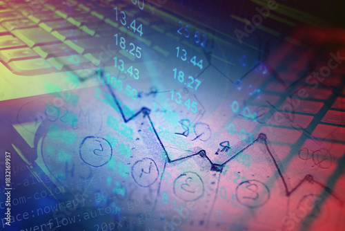 Financial data on a monitor. Finance data concept.