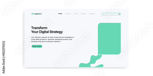 Website landing page showcasing digital strategy with simple design and mint green color scheme theme