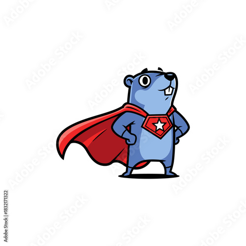 Go Gopher Superhero with Cape Ready to Save the Day.