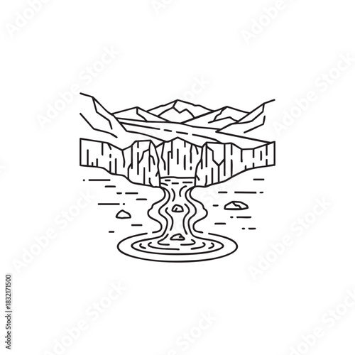 Best glacier melt line art icon vector art illustration