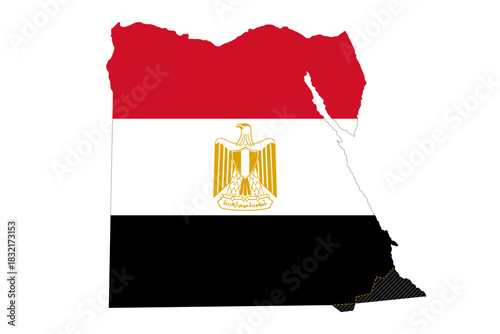 Egypt Flag Map Silhouette with Coat of Arms