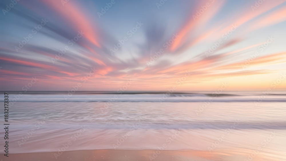 Fototapeta premium Vibrant sunset over tranquil ocean waves with colorful skies