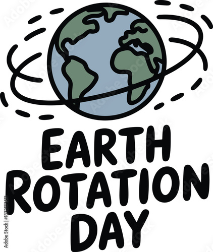 Earth rotation day vector logo illustration world map globe orbit line icon drawing style