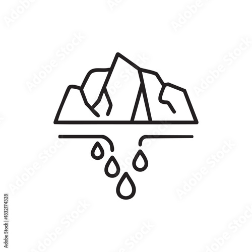 Amazing glacier melt line art icon vector art illustration 