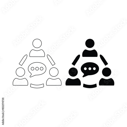 Two people icons, one outline and one solid, operating a lottery or raffle drum with balls inside, isolated on white background