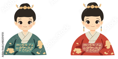 young chinese lady in traditional clothing layout