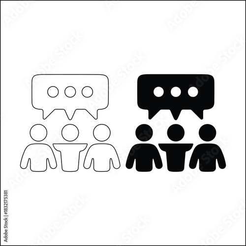 Set of three dice icons showing different faces, presented in both outline and solid black styles, isolated on white background