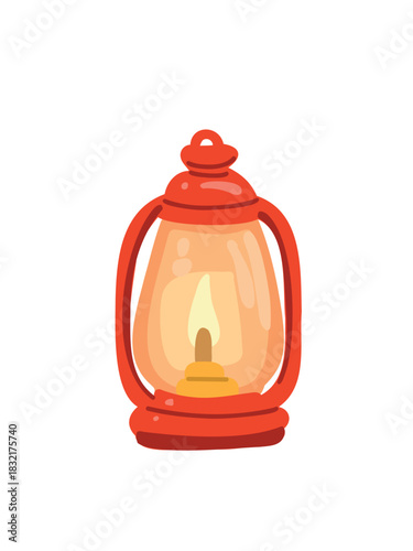 kerosene lamp flat vector illustration vintage style