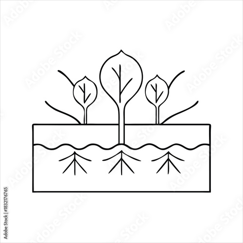 Eco-Fortress: Root Network Levee Icon vector with white background.