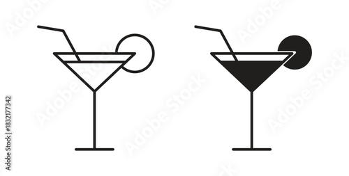 Cocktail icon vector design. icon doodle hand drawn.