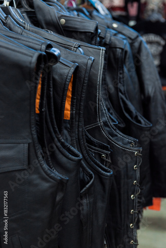 black leather biker vests