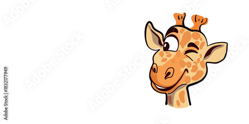 joyful giraffe banner cartoon character design with open space