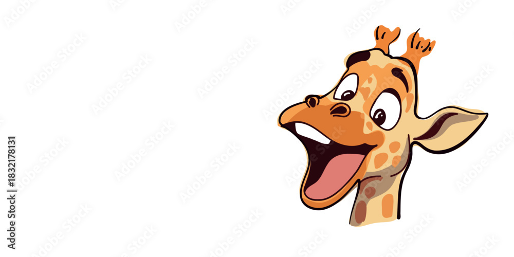 Fototapeta premium playful giraffe banner illustration child friendly layout with text