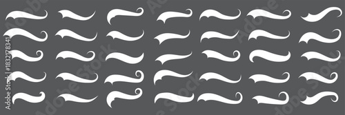 Hand drawn swoosh elements, and swoop underline typography tails shape in flat styles. Set of Swoosh vector. Set of ribbons. Design concept element collection. Vector illustration. EPS 10.