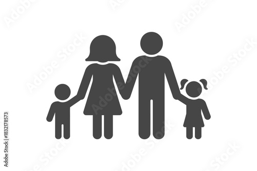 Iconic representation of a family consisting of parents and two children