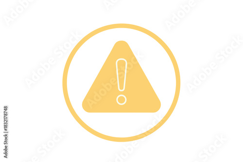 Minimalist yellow warning sign with exclamation mark in circle