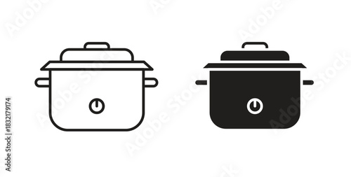 Crock pot icon vector design. icon doodle hand drawn.