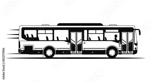 Modern silhouette of a city bus in motion