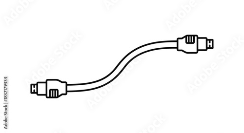 Minimalist linear firewire cable design featuring classic connectors