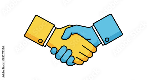 Colorful handshake icon: business agreement and partnership symbol