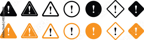 Exclamation Mark Warning Icons In Triangle Circle and Diamond