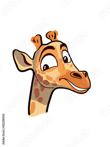 giraffe close-up with joyful and lively expression